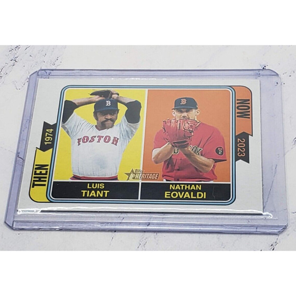 2023 Topps Heritage Then And Now Luis Tiant/Nathan Eovaldi TAN-10 - Picture 3 of 4